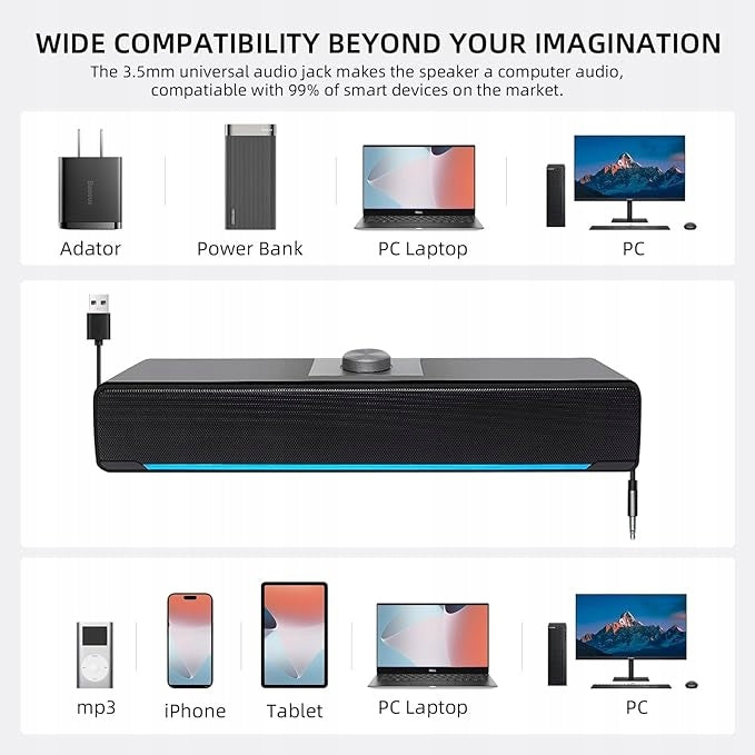 HEANTTV FD009 COMPUTER SPEAKERS WIRED SOUNDBAR USB LED Brand no brand