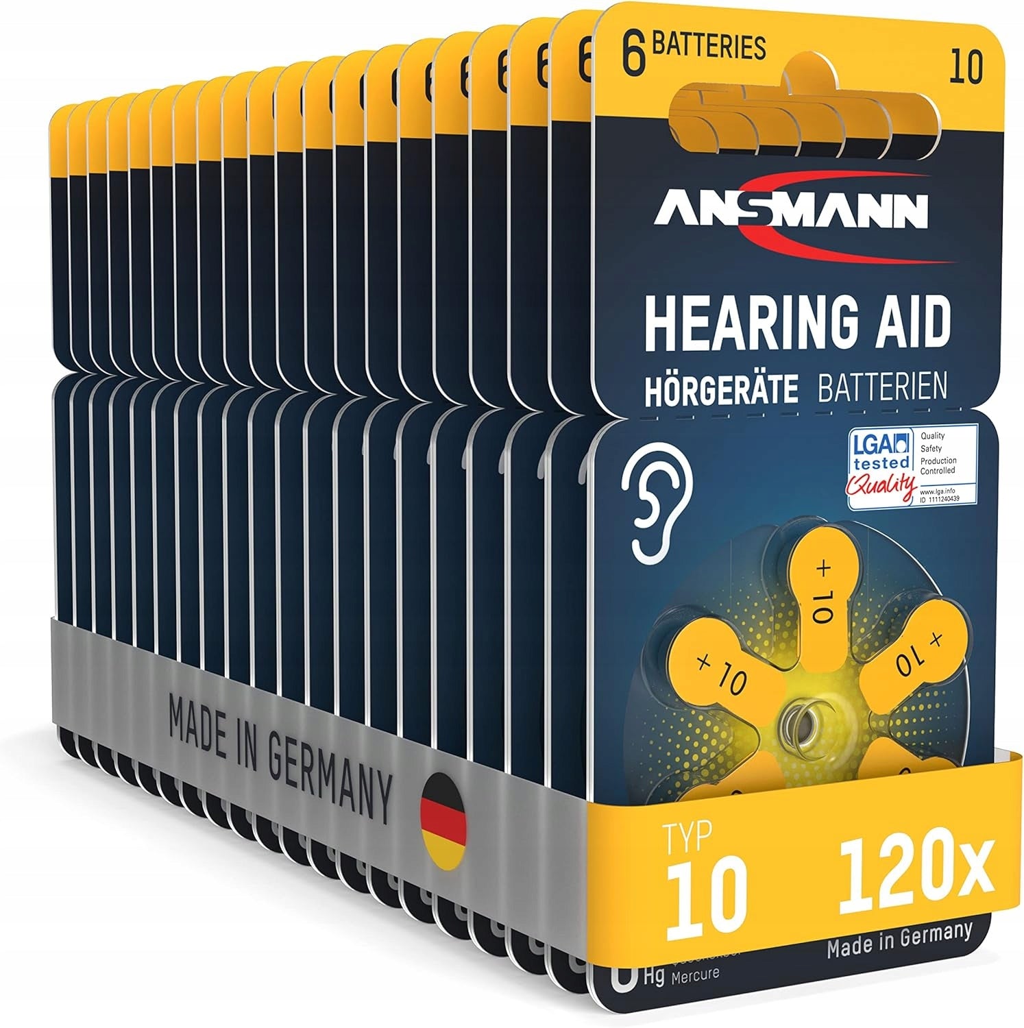 HEARING AID BATTERIES TYPE 10 YELLOW 120 PCS ZINC-AIR