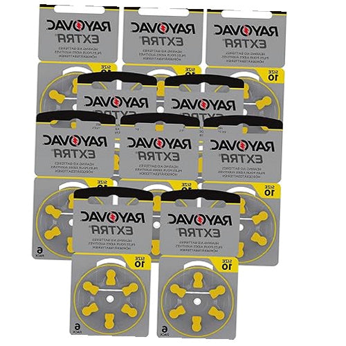 HEARING AID BATTERIES TYPE 10 YELLOW ZINC 60 PCS FOR HOME