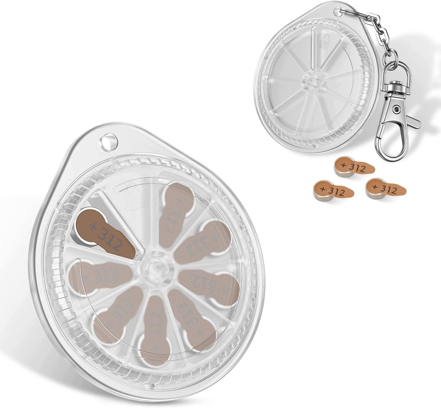 HEARING AID BATTERY CASE SIZE 312 ROTATING TRANSPARENT
