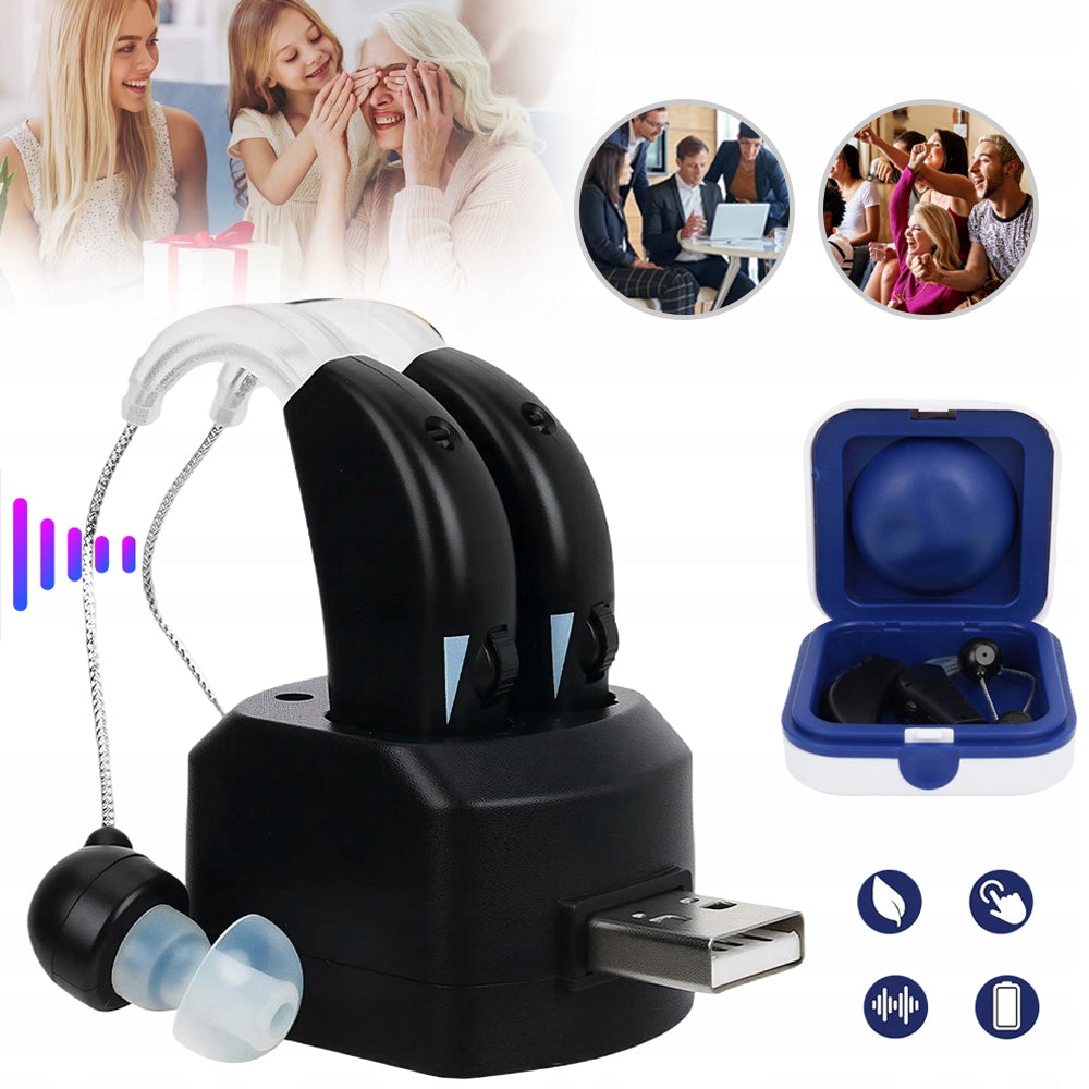 HEARING AID CERTIFIED HEARING AMPLIFIER FOR SENIORS BLACK