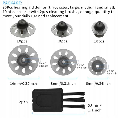 HEARING AID DOMES SILICONE OPEN 30 PCS FOR SENIORS Ear not specified