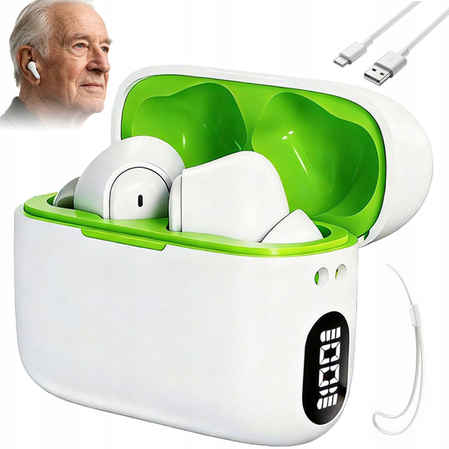 HEARING AID EAR HEARING AMPLIFIER WHITE +ETUI BOTH EARS ERGONOMIC