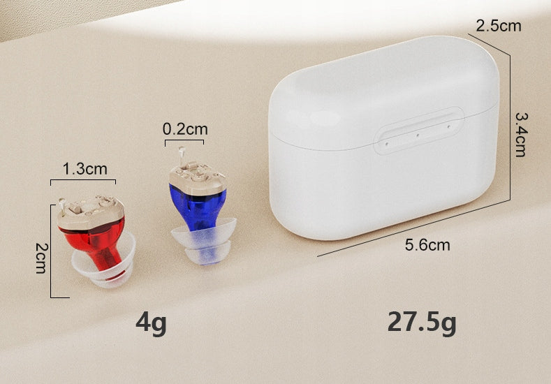 HEARING AID HEARING AMPLIFIER 2 IN 1 BATTERY IN-EAR CERTIFICATE CASE Packaging status original