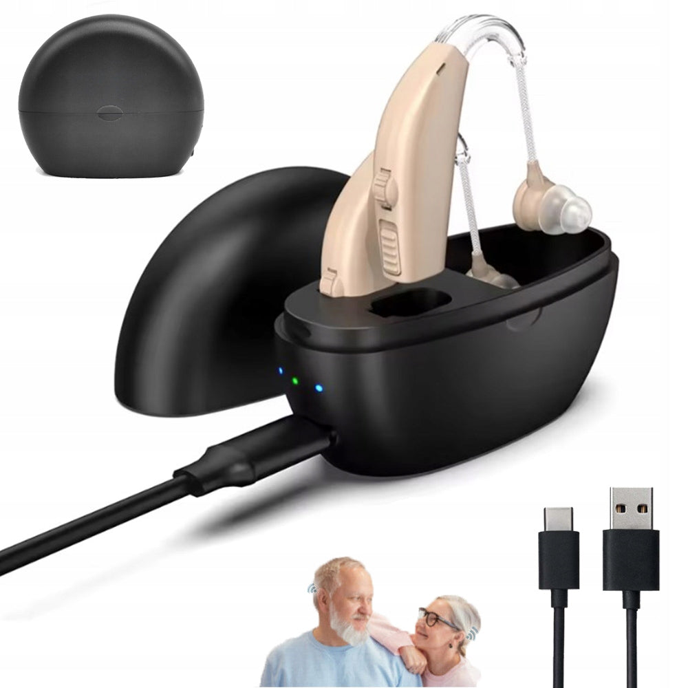 HEARING AID NOISE CANCELLING EAR AMPLIFIER + CHARGING BOX