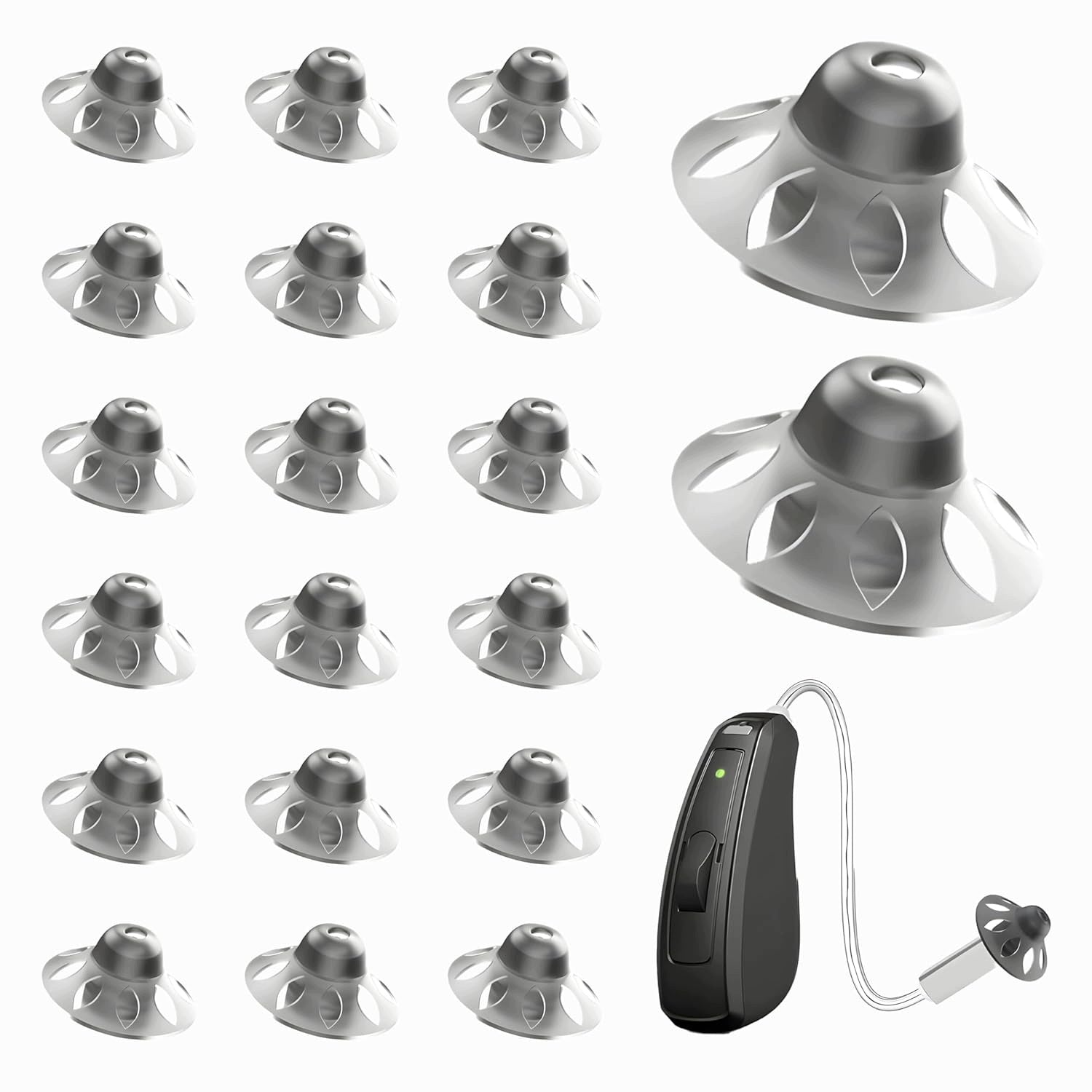 HEARING AID UMBRELLAS 20 PCS SILICONE 10MM REPLACEMENT