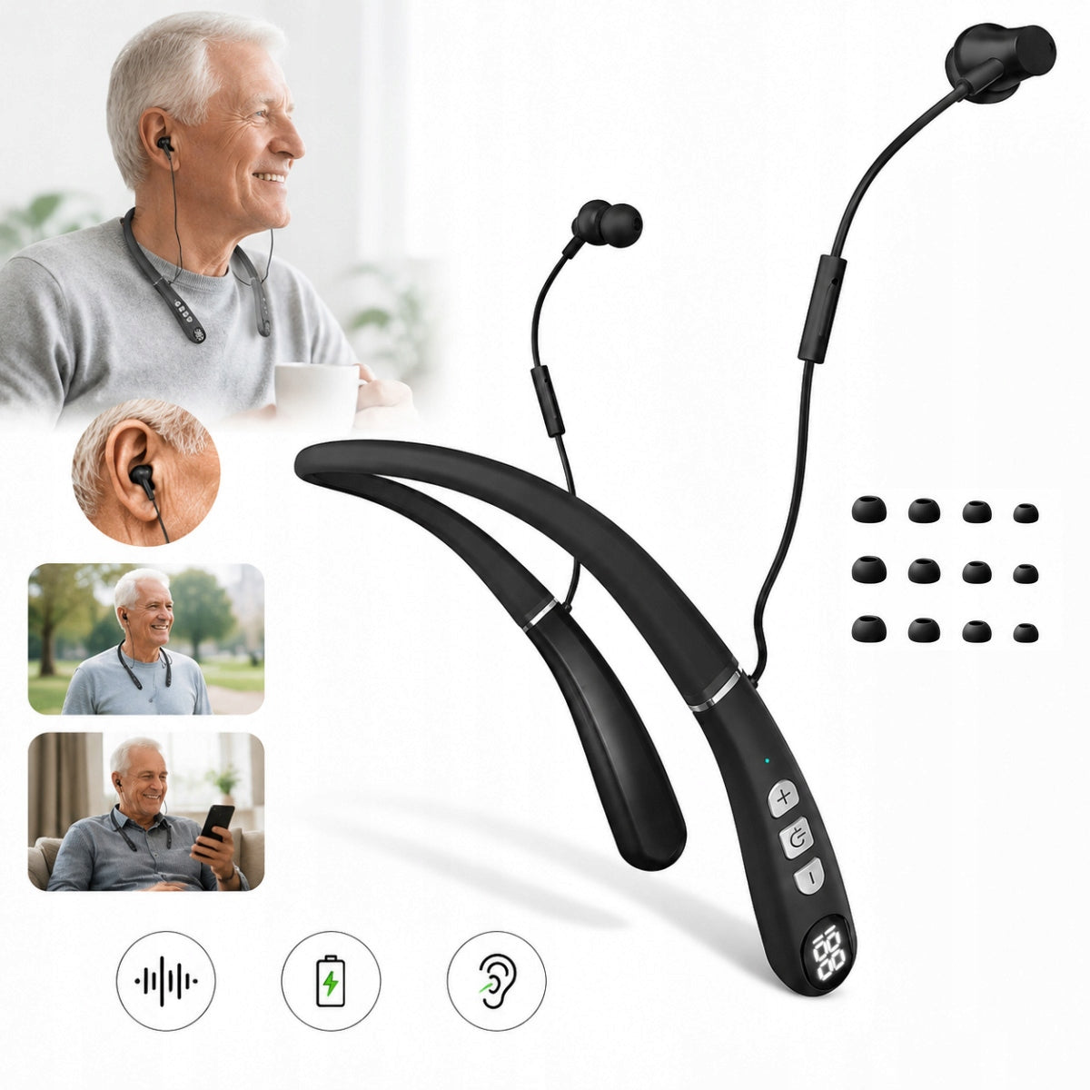 HEARING AID WITH NOISE REDUCTION FOR THE NECK | LIGHT-MODERATE HEARING LOSS