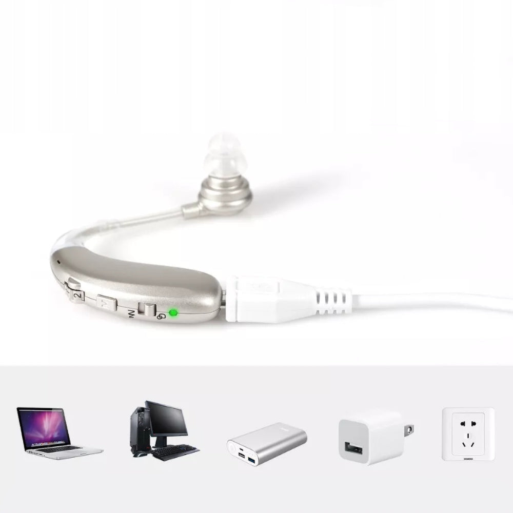 HEARING AID modern in-ear charging via USB strap included Ear right and left