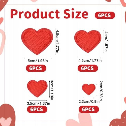 HEART PATCHES FOR IRONING FABRIC 24 PIECES FOR CLOTHES GIFT Manufacturer code SWC5908807024036