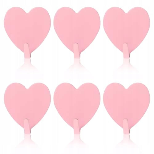 HEART-SHAPED SELF-ADHESIVE WALL HOOKS METAL PINK 6 PCS Manufacturer code Bez marki