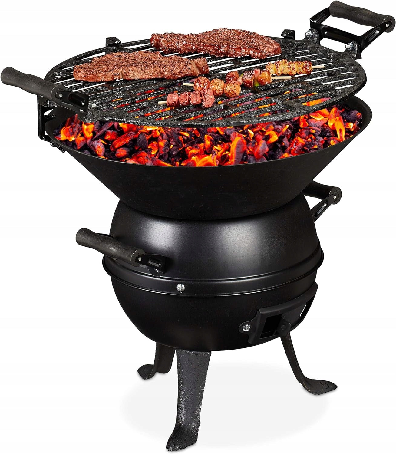 HEARTH GRILL CAST IRON GRATE 35CM GARDEN BOILER PORTABLE BRUNBESTE