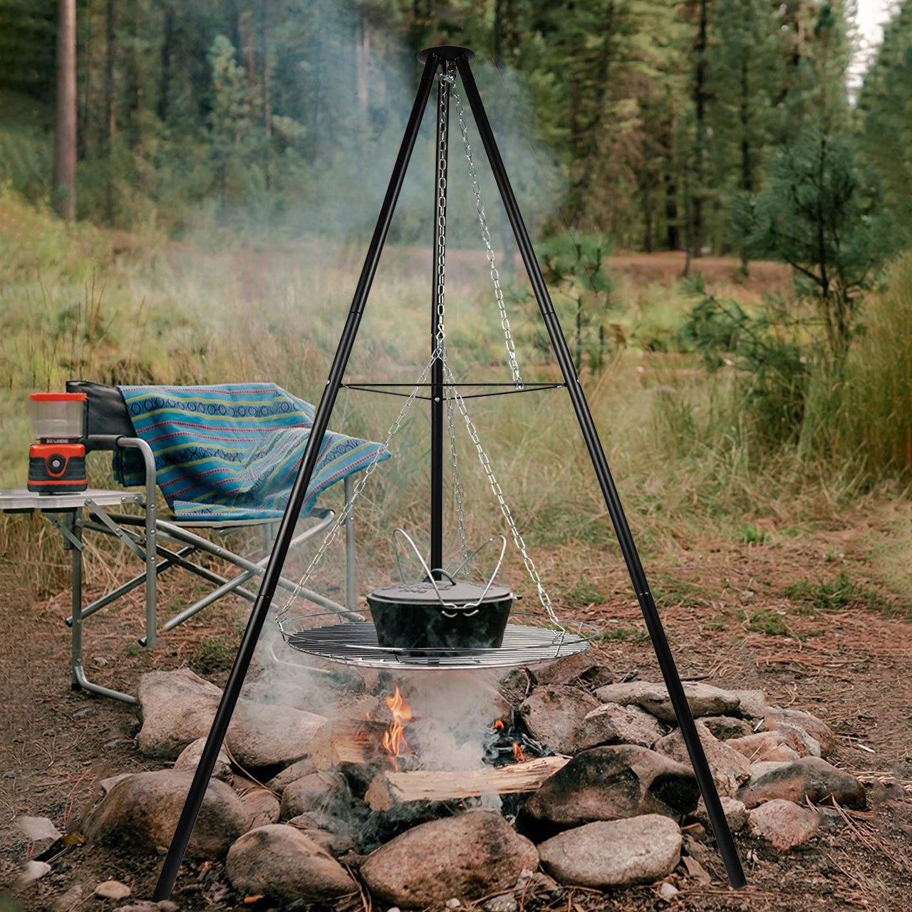 HEARTH GRILL GARDEN TRIPOD HANGING LARGE 50CM FIREPLACE Product weight with unit packaging 5 kg
