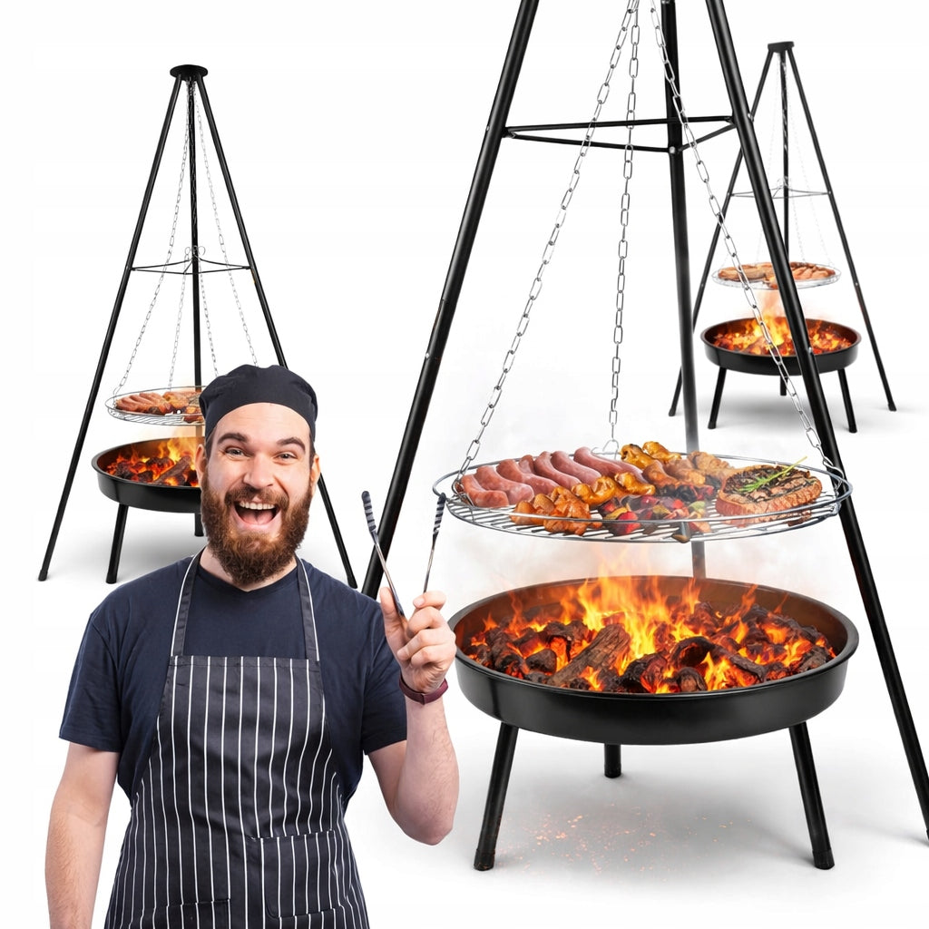 HEARTH GRILL GARDEN TRIPOD HANGING LARGE 50CM FIREPLACE