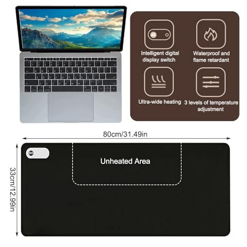 HEATED DESK PAD 80X33CM MOUSE KEYBOARD LAPTOP 3 DEGREES Brand no brand
