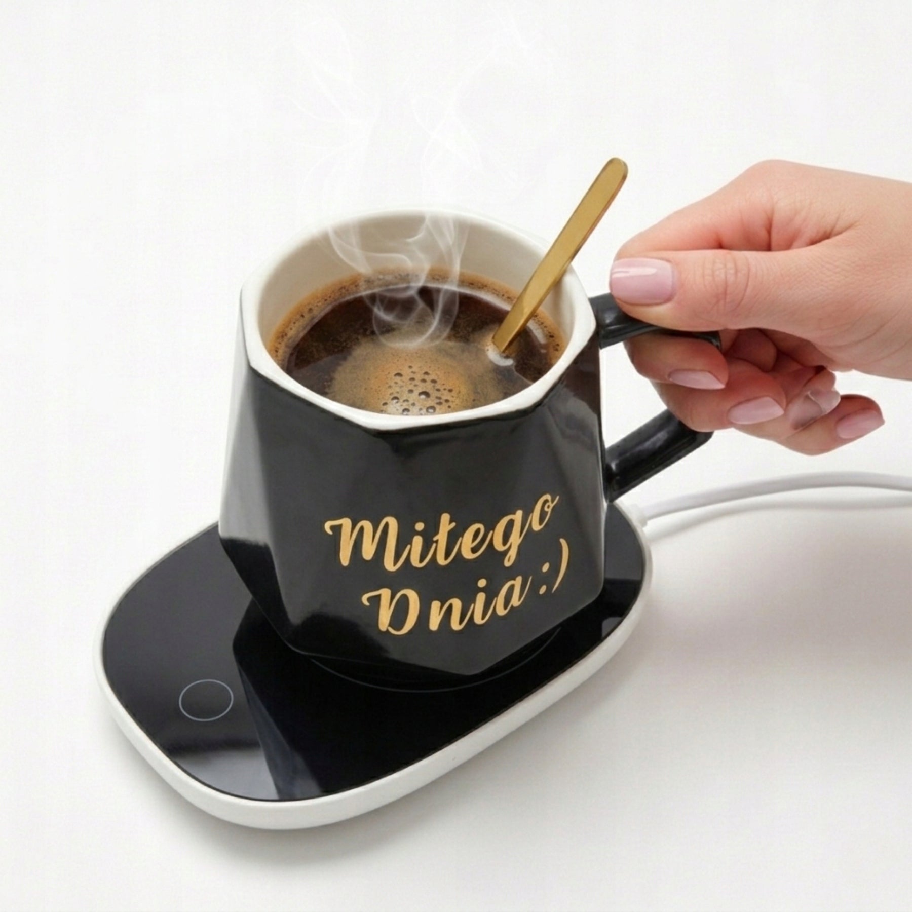 HEATER Ceramic Mug TEA SET GIFT FOR TEACHER Model Podgrzewacz Kubek MIŁEGO DNIA