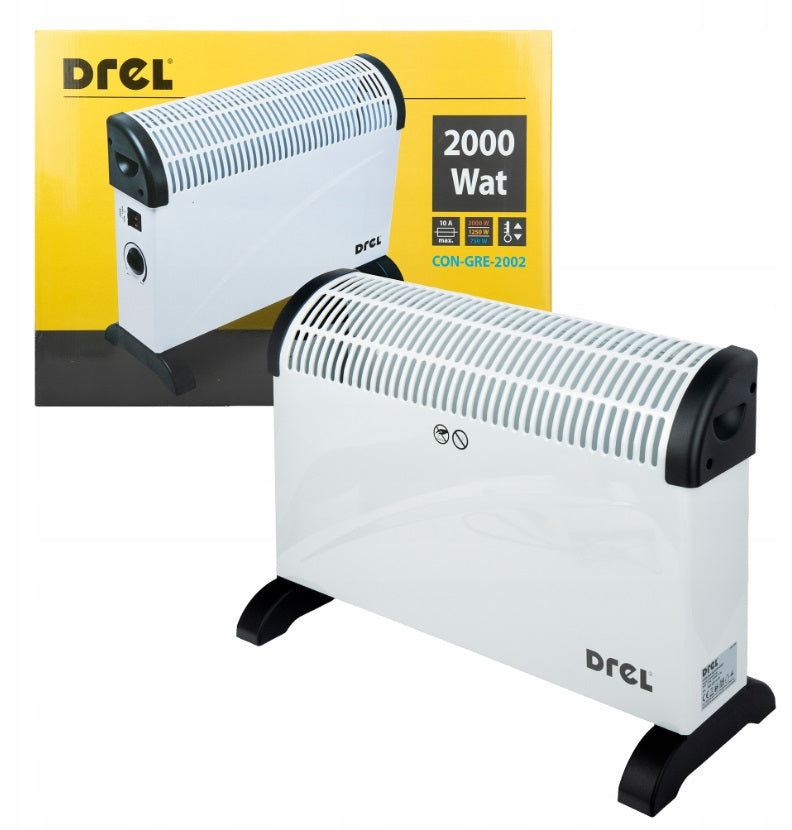 HEATER ELECTRIC CONVECTOR STOVE 2000W THERMOSTAT TURBO FAN Brand Drel