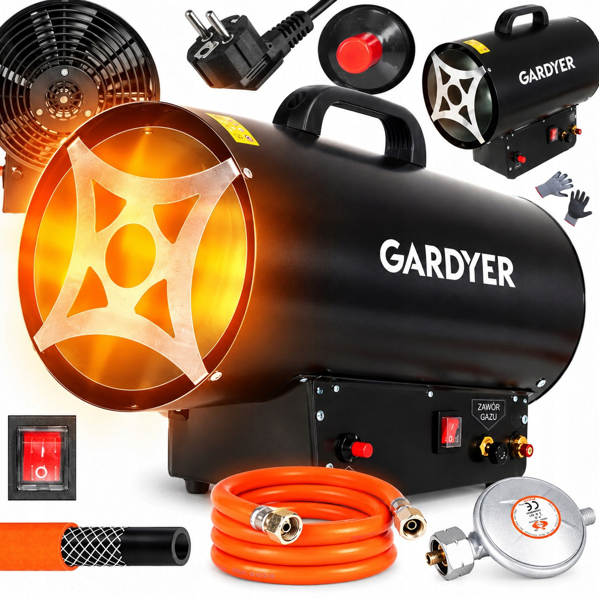 HEATER GAS HEATER BLOWER LARGE POWER 30 kW + HOSE WITH REDUCER LUX