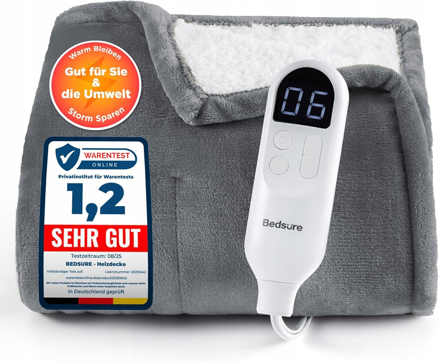 HEATING BLANKET ELECTRIC DUVET CONTROLLED BY REMOTE CONTROL 6 DEGREES HEATING TIMER