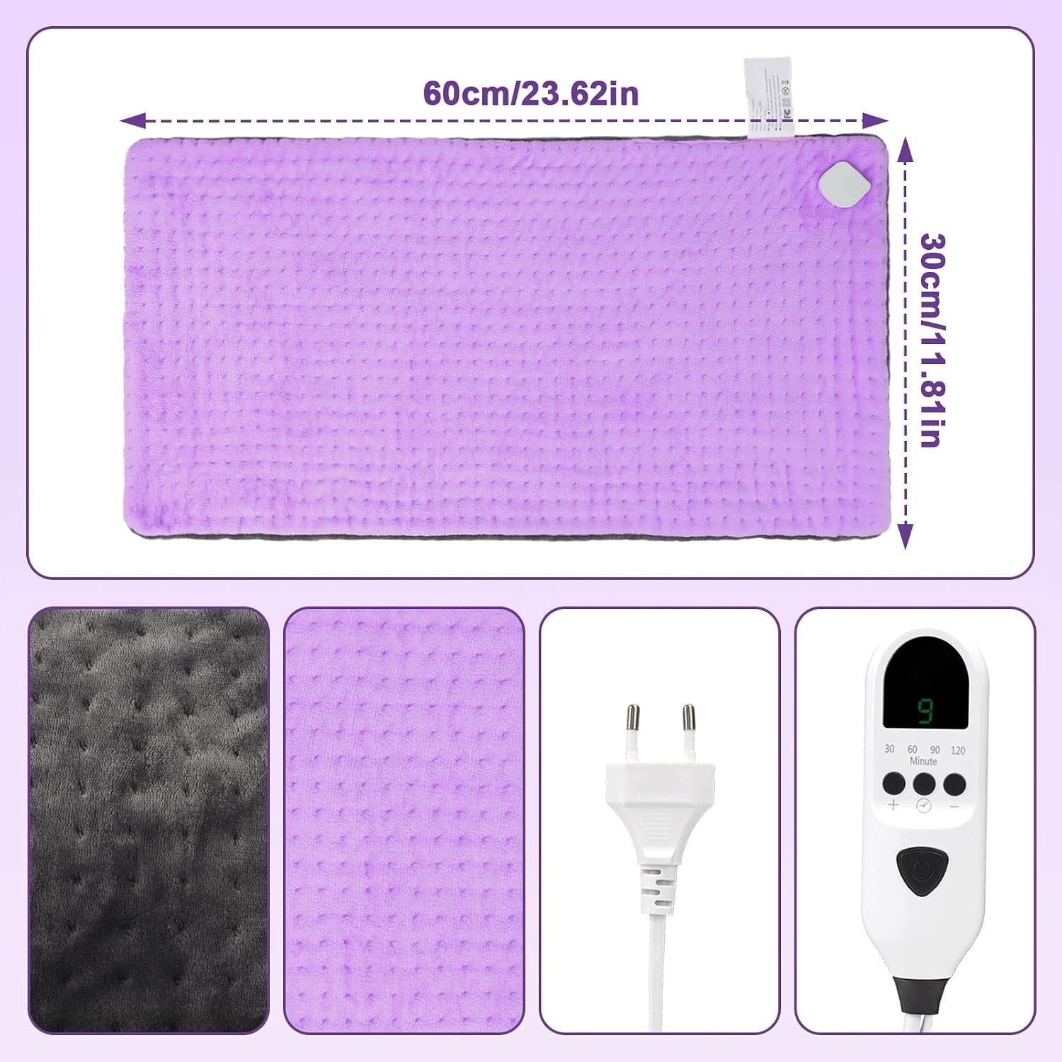 HEATING PAD 30X60 CM 9 TEMPERATURE LEVELS AUTOMATIC SHUTDOWN Packaging status original