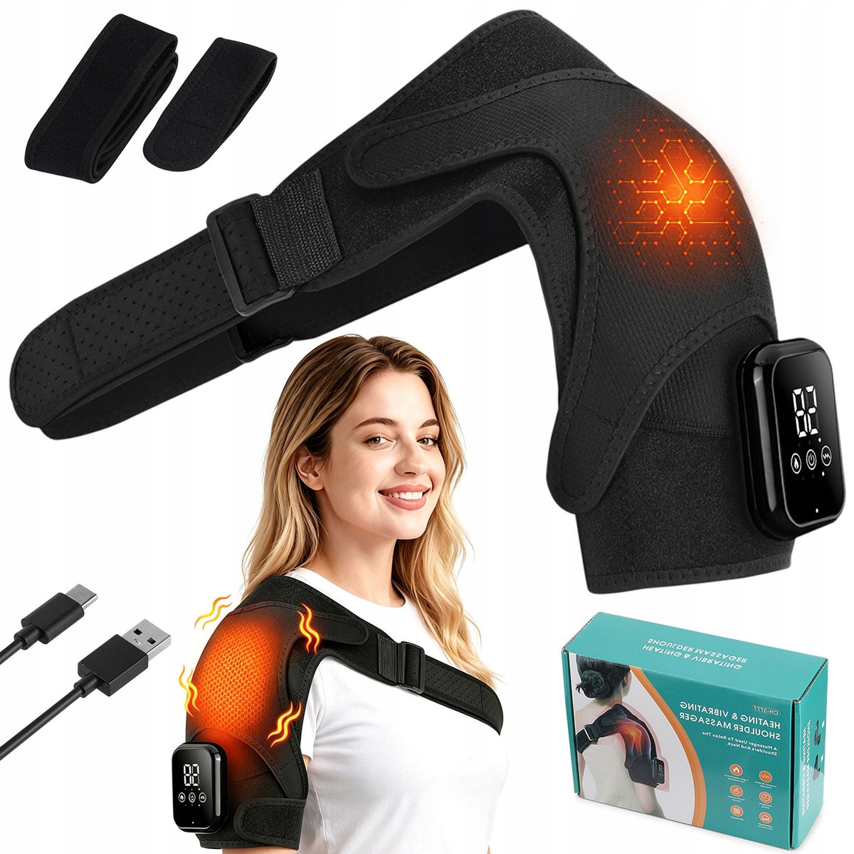 HEATING SHOULDER MASSAGER RELIEVES MUSCLE PAIN FOR DAILY USE