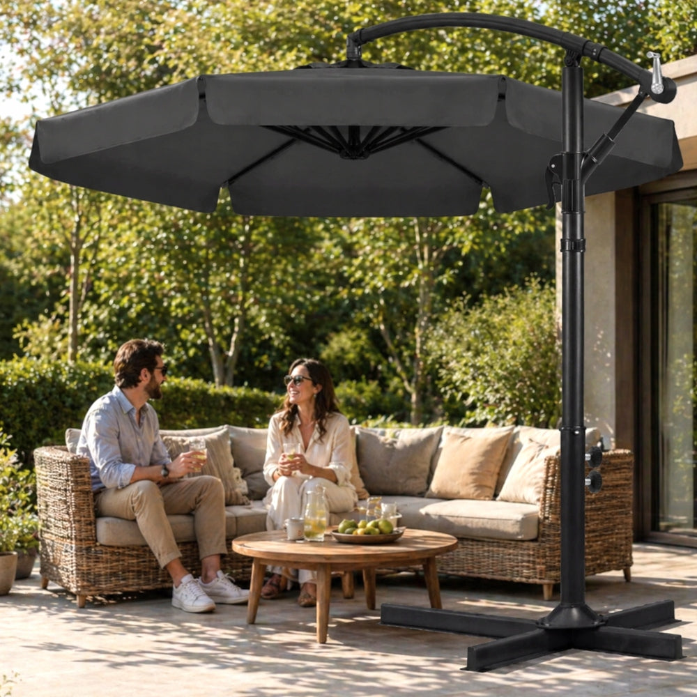 HEAVY DUTY FOLDING UMBRELLA SOLID WITH BOOM FRILL + COVER Packaging status original