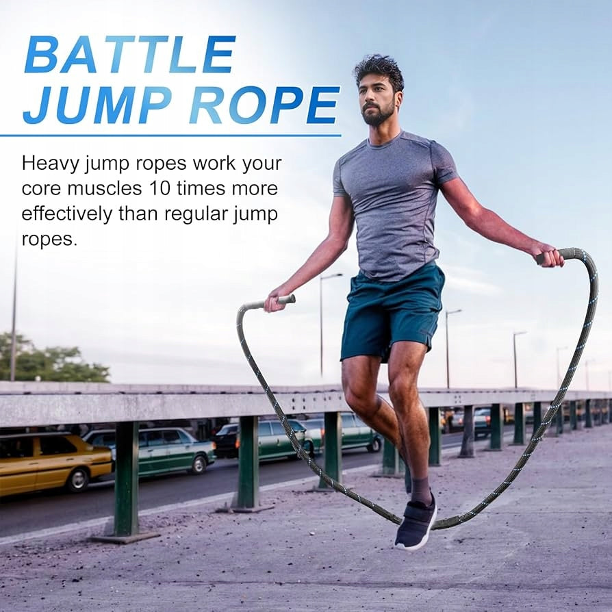 HEAVY GYMNASTIC ROPE COMBAT JUMP ROPE 1,2KG FITNESS TRAINING GYM 3m Kind made of plastic