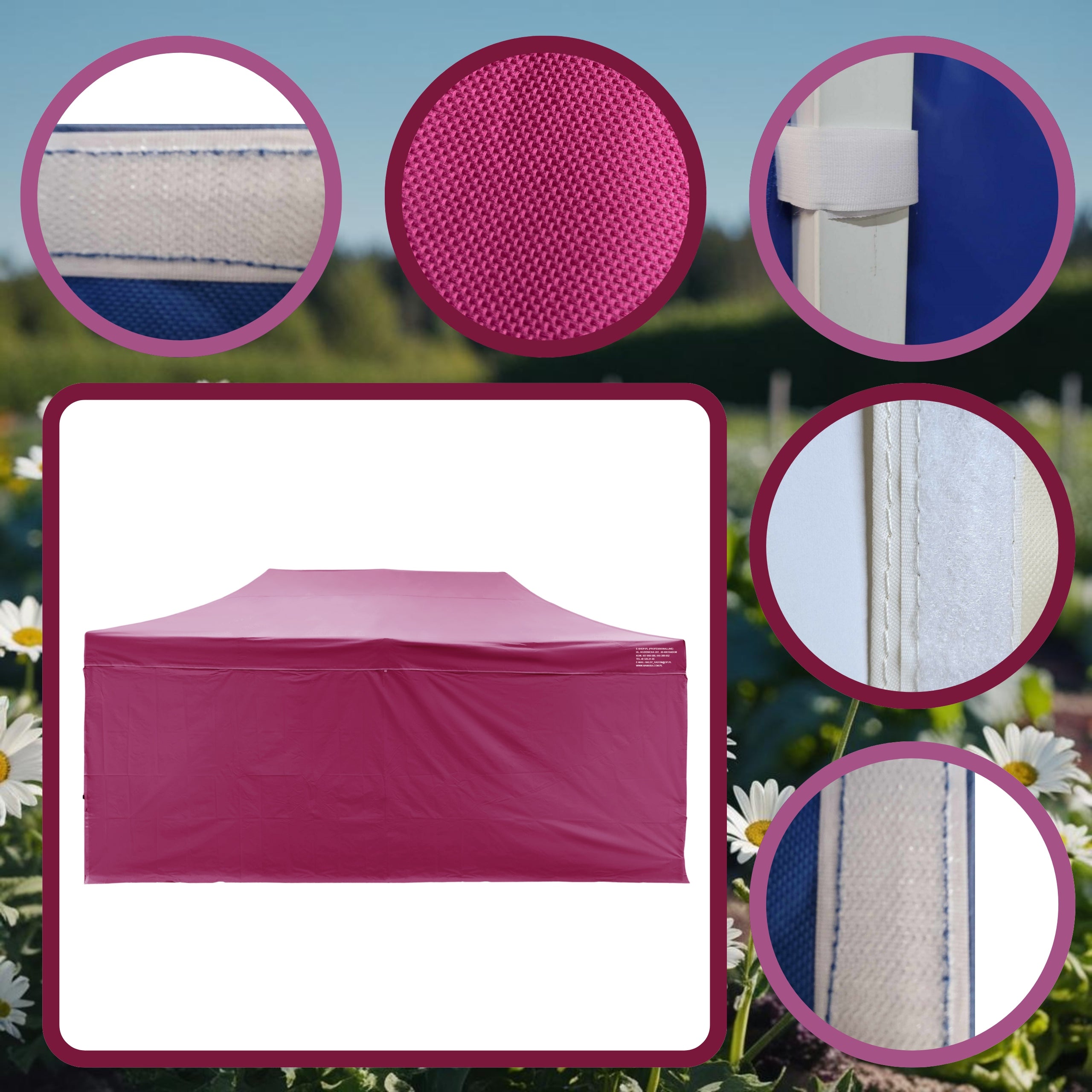 HEAVY TENT 3X6 BORDO 68 kg commercial pavilion Namaxa garden connectors metal Length 3 m