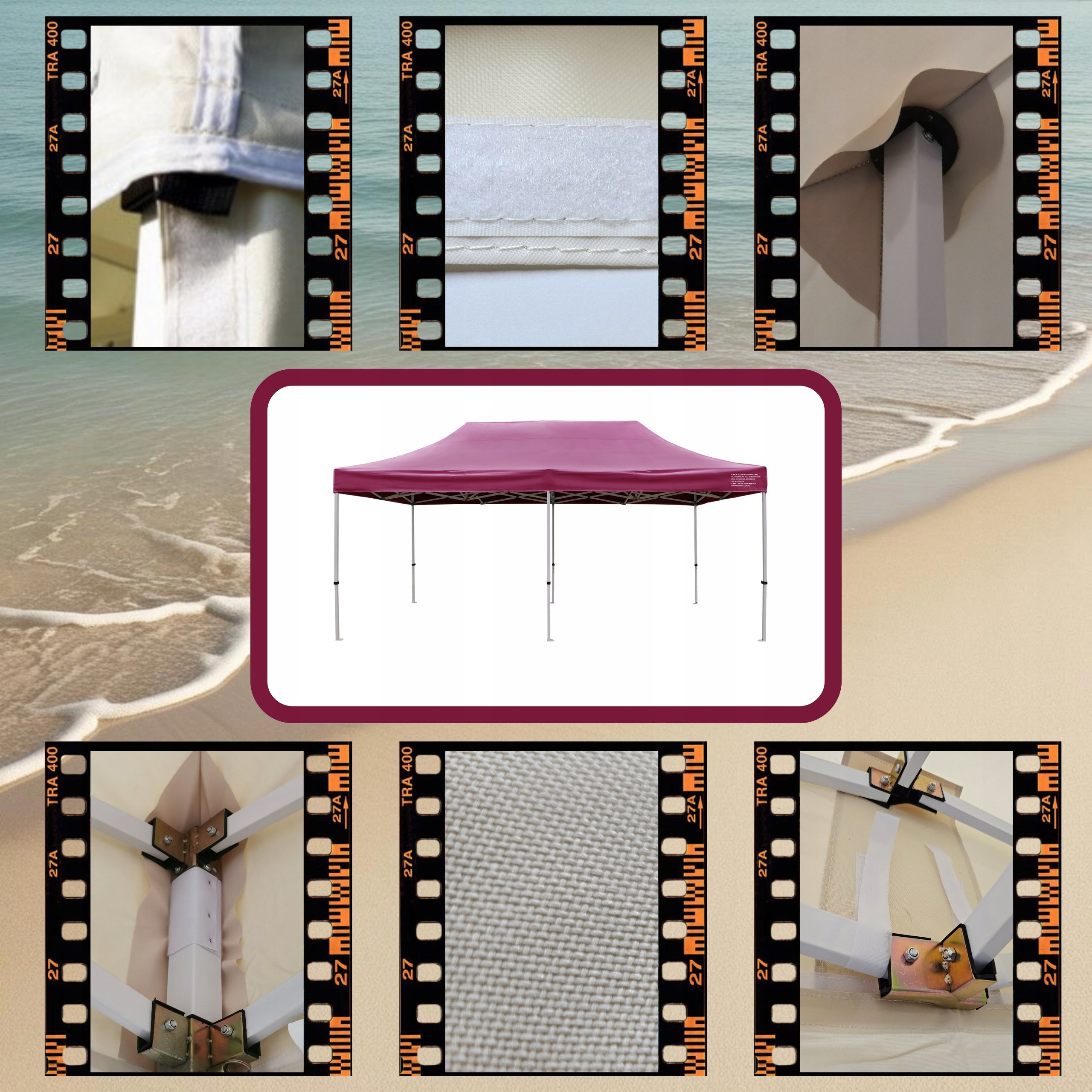 HEAVY TENT 3X6 BORDO 68 kg commercial pavilion Namaxa garden connectors metal Manufacturer code NC-3X6-MET-BOR