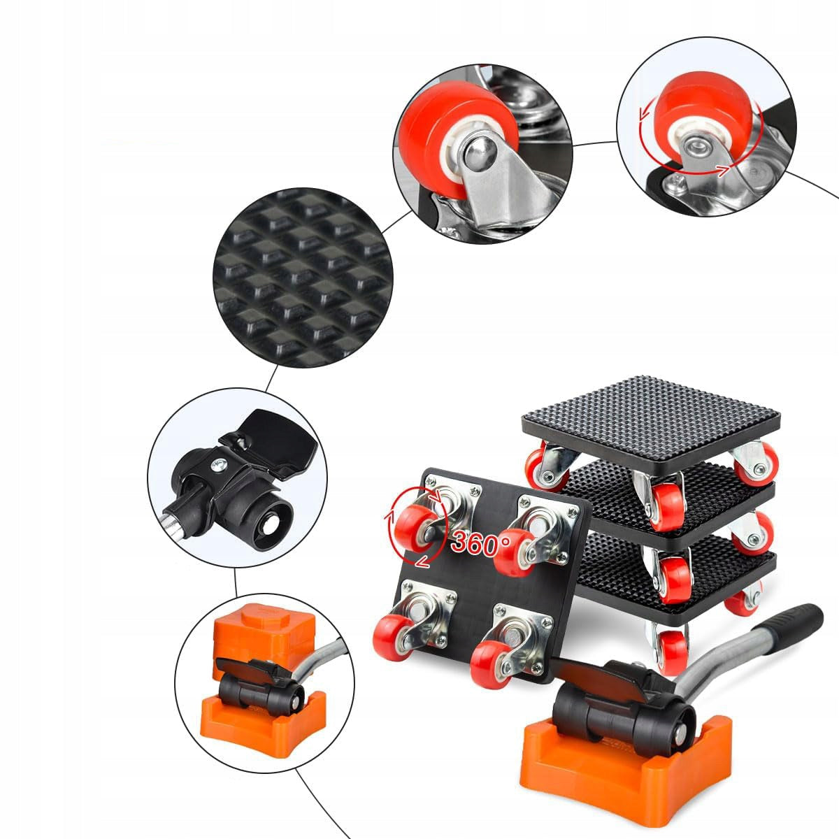 HEAVY WHEELS FOR FURNITURE, WITH LIFTING PLATFORM, FOR CARRYING GOODS Product weight with unit packaging 1.31 kg