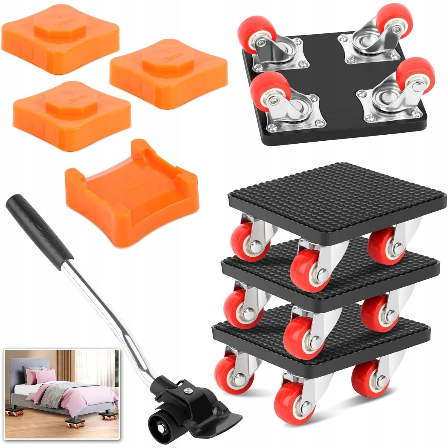 HEAVY WHEELS FOR FURNITURE, WITH LIFTING PLATFORM, FOR CARRYING GOODS