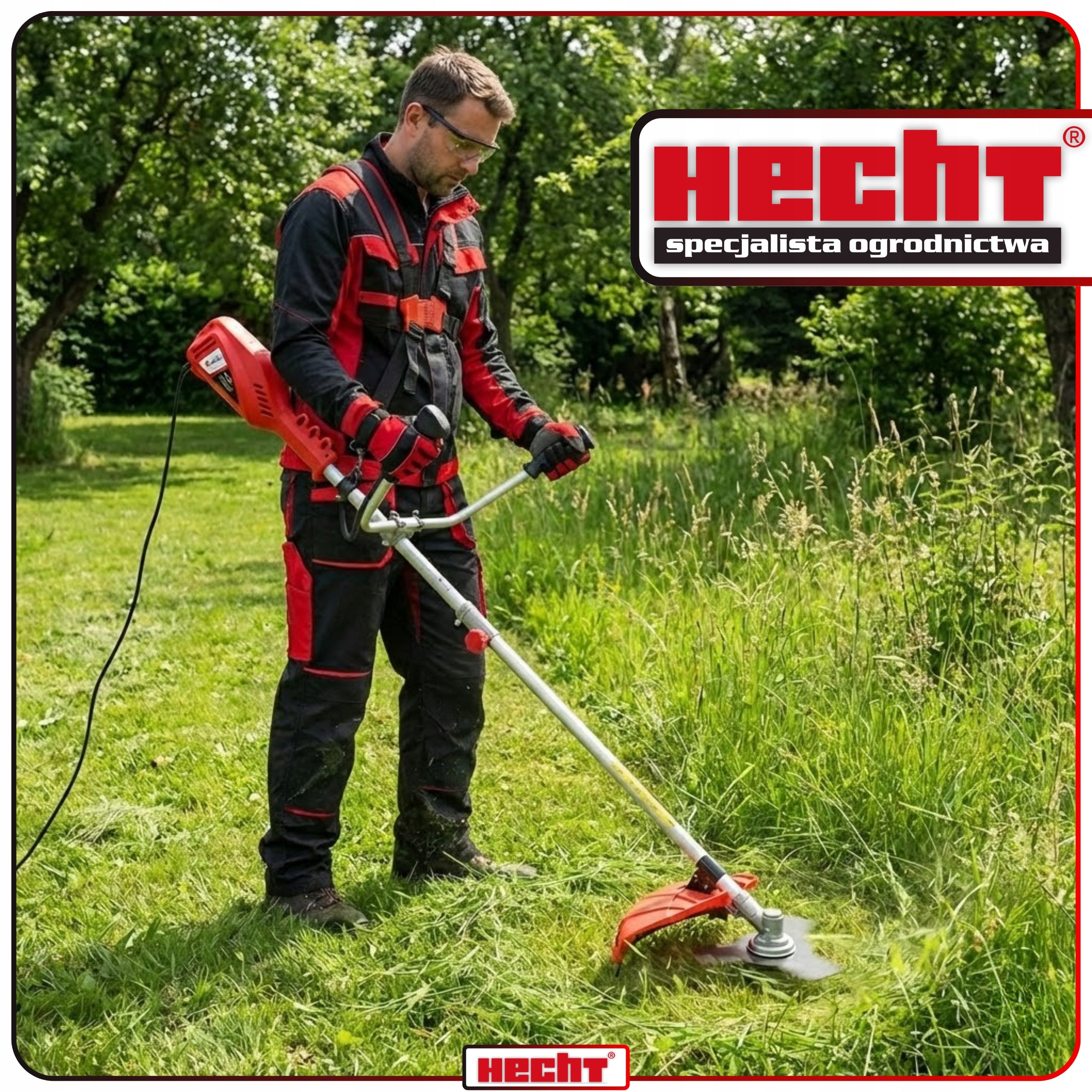 HECHT 1442/1445 1400 ELECTRIC BRUSH CUTTER IN LOW WEIGHT SPLIT SHAFT Packaging status original