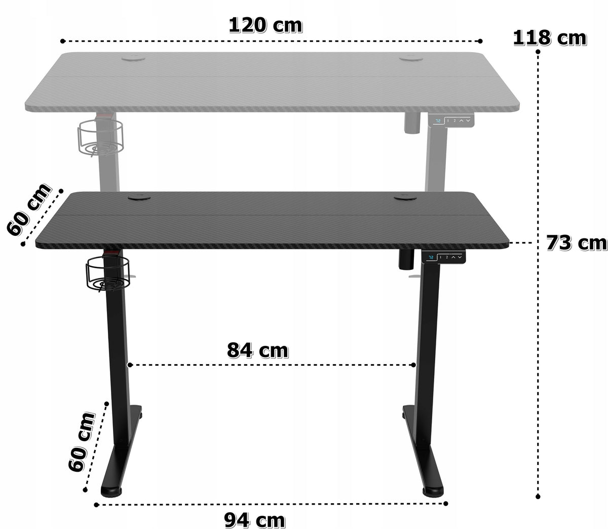 HEIGHT ADJUSTABLE ELECTRIC RAISED COMPUTER GAMING DESK Manufacturer code 067064MG