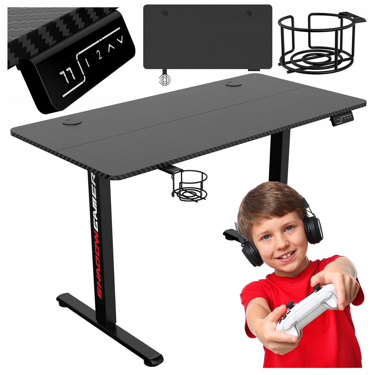 HEIGHT ADJUSTABLE ELECTRIC RAISED COMPUTER GAMING DESK