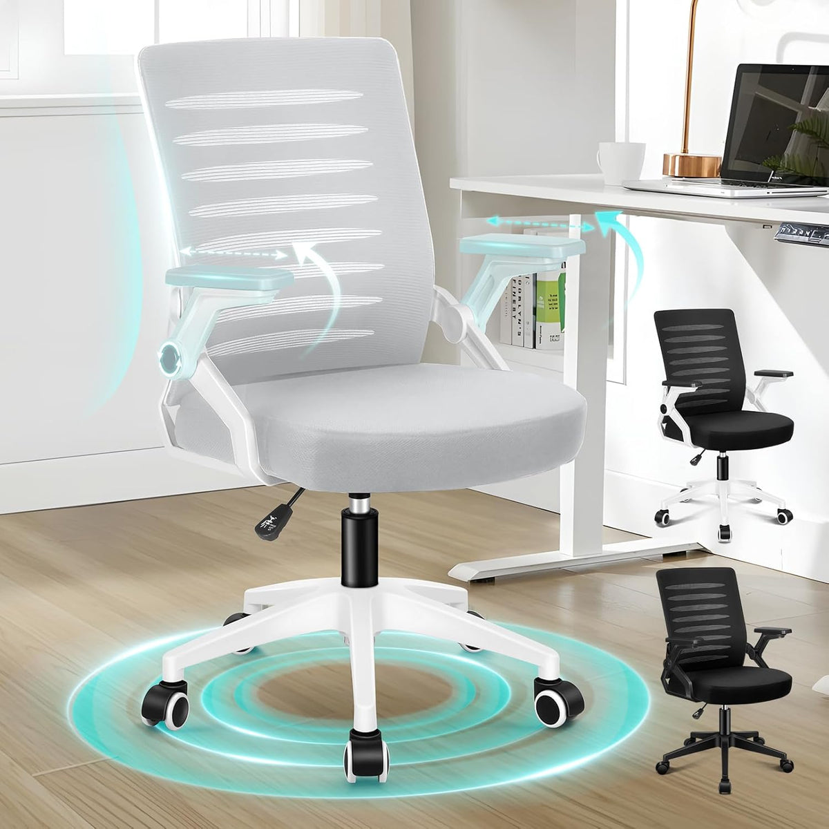 HEIGHT ADJUSTABLE OFFICE CHAIR AND ARMRESTS FOR SCHOOL AND WORK