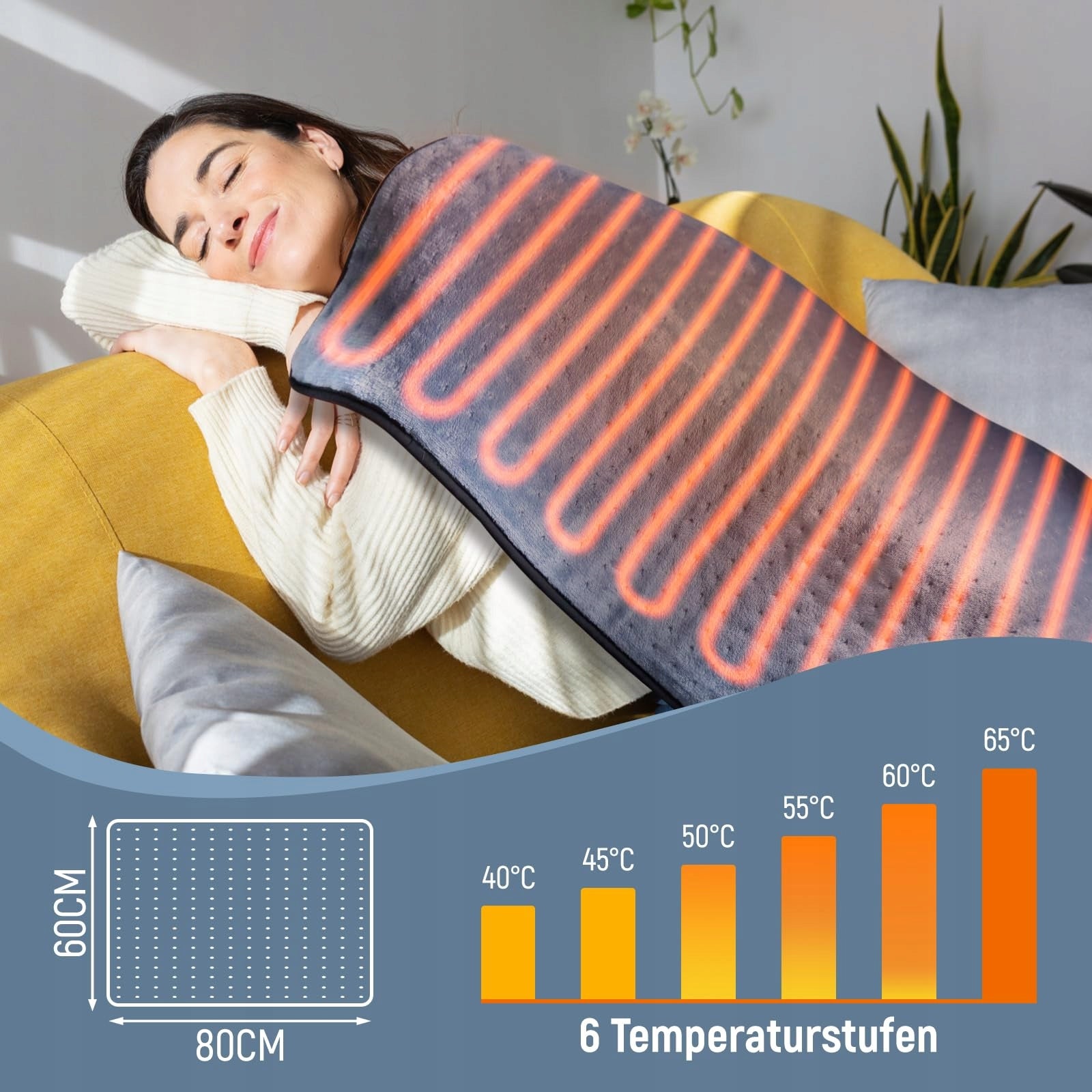 HEIZKISSEN Electric Heating Pillow 80x60cm 6 Temperature Levels Packaging status original