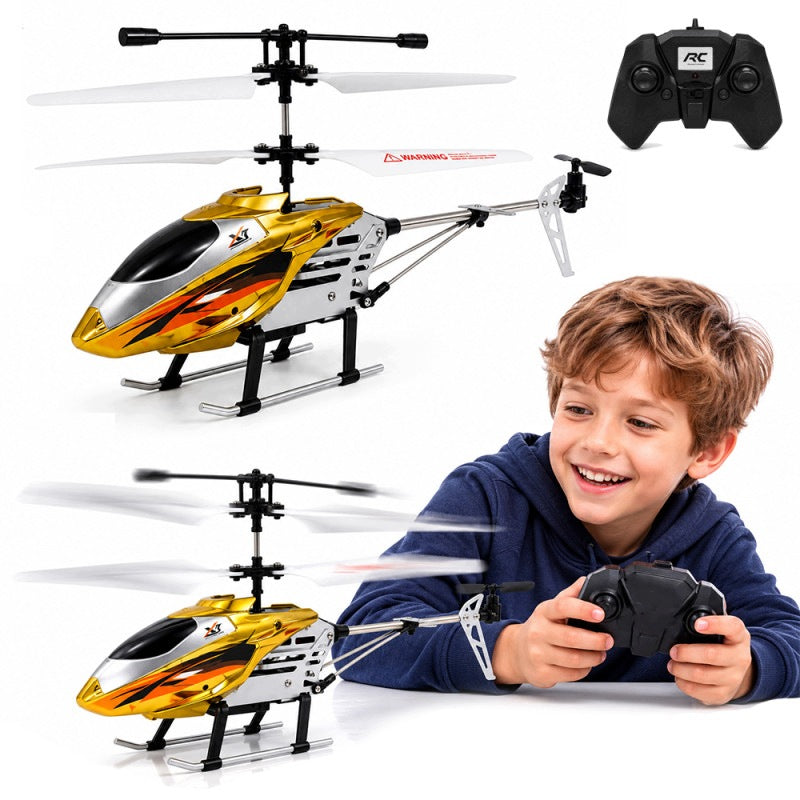HELICOPTER RC METAL REMOTE CONTROLLED WITH REMOTE CONTROL GOLD FOR CHILDREN
