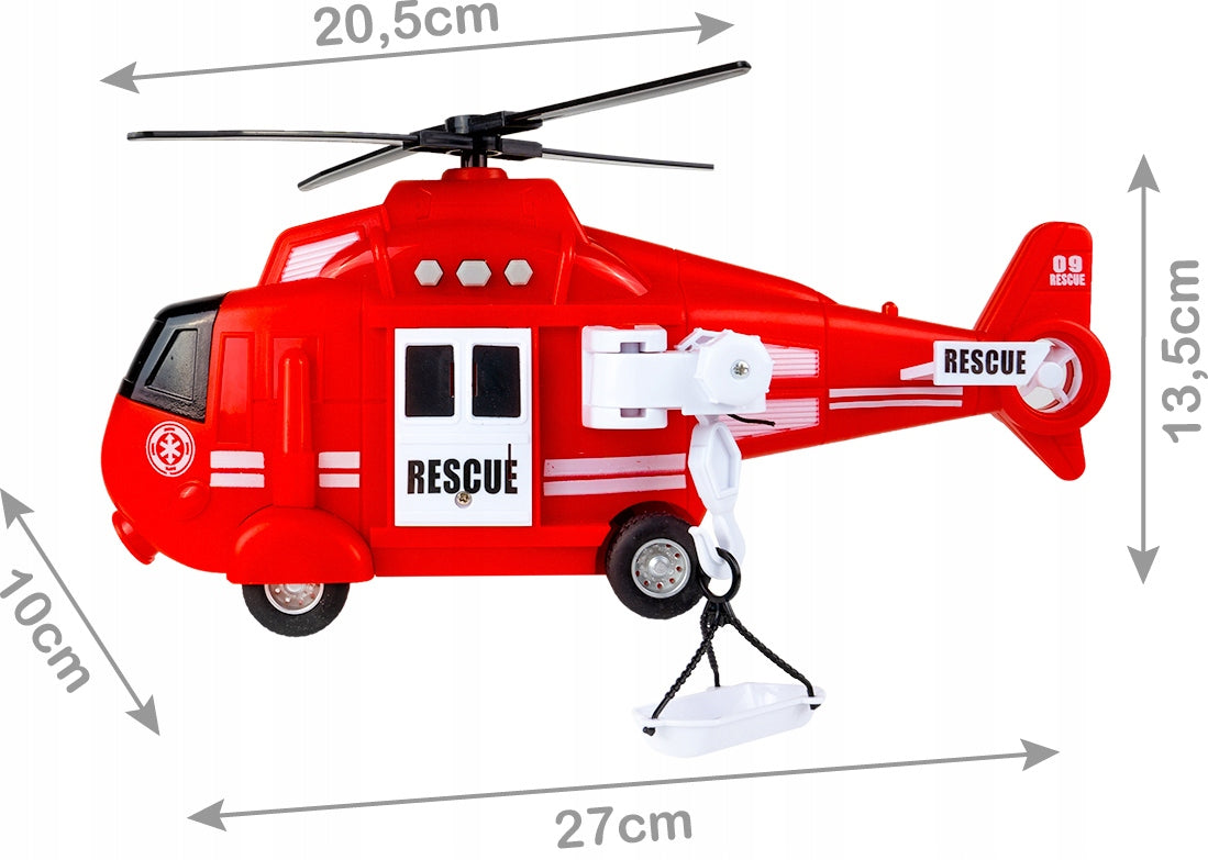 Spielzeughubschrauber Feuerwehr 1:16 mit Licht und Sound MalPlay 