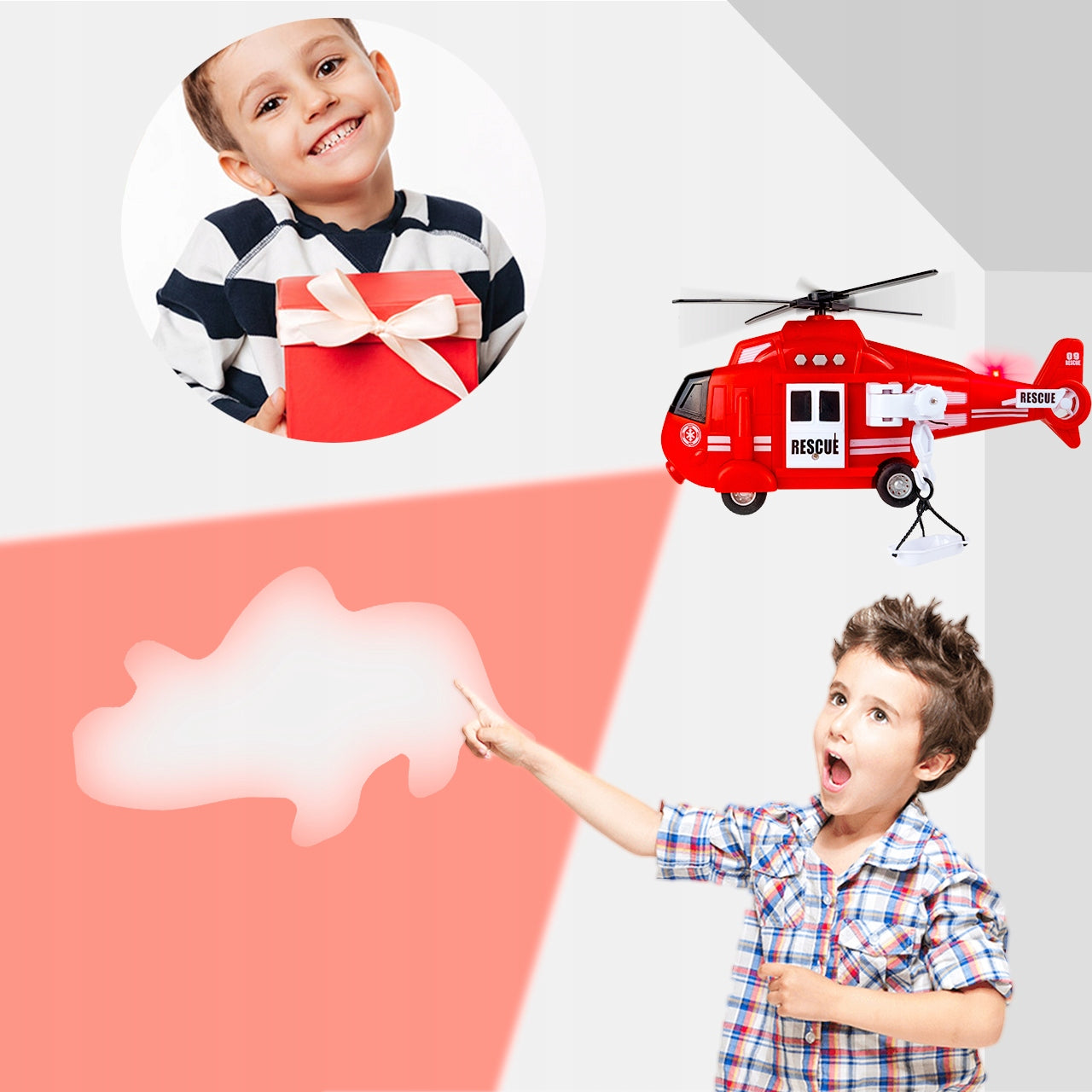 Spielzeughubschrauber Feuerwehr 1:16 mit Licht und Sound MalPlay 