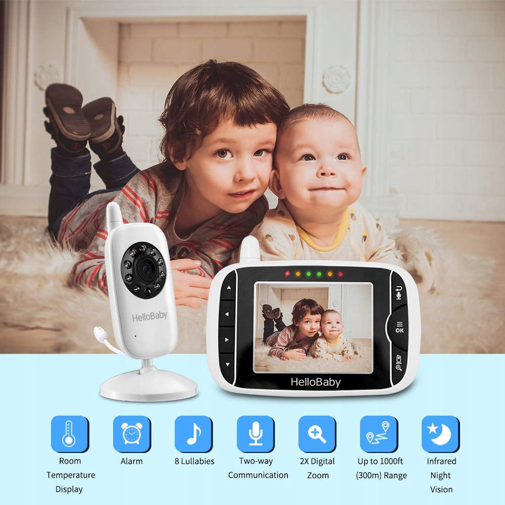 HELLOBABY Babyphone Camera 3.2 LCD Night Vision Monitor White 720p Brand Hello Baby