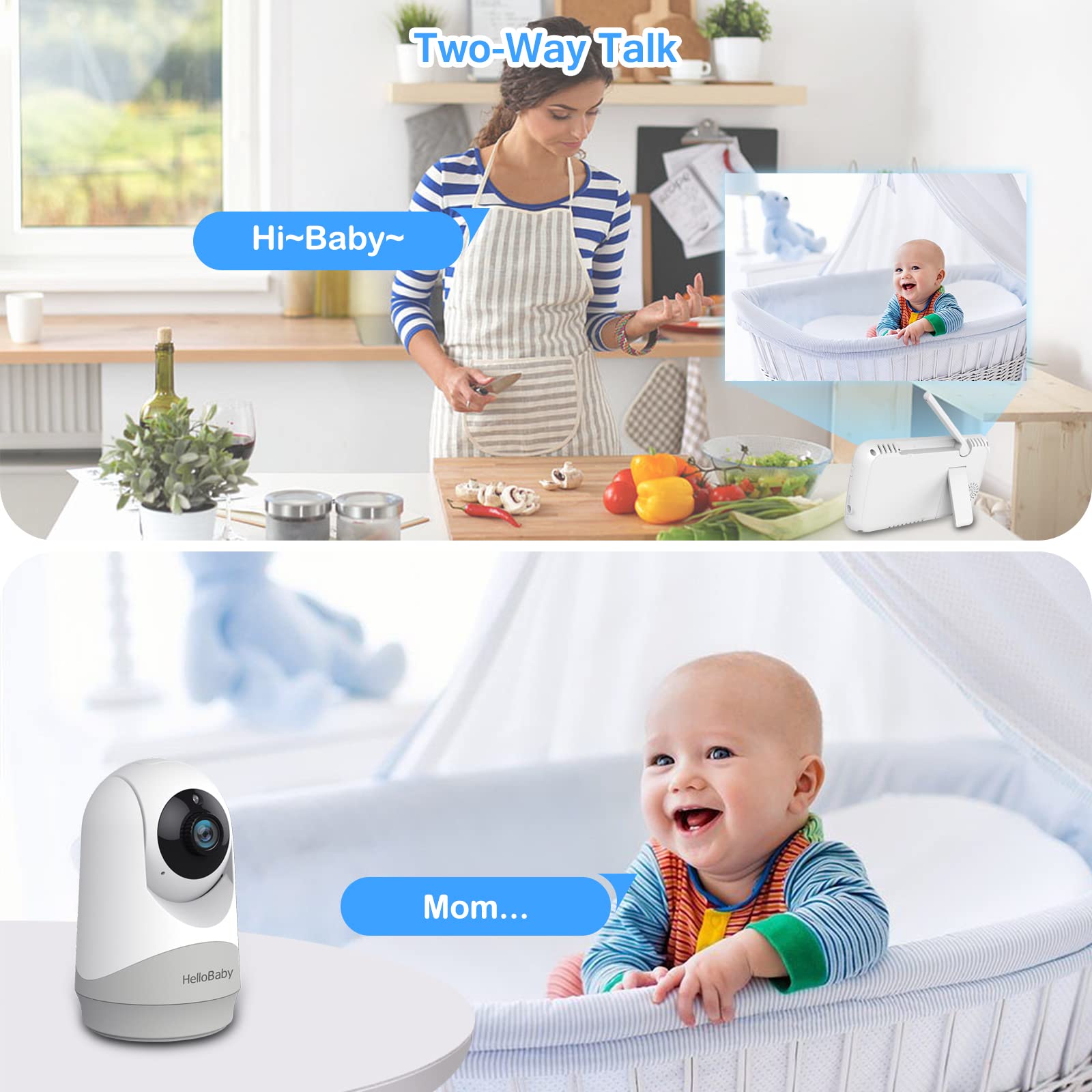 HELLOBABY Monitor With Audio Camera 5 Inch Screen 3500mAh Battery Brand Hello Baby