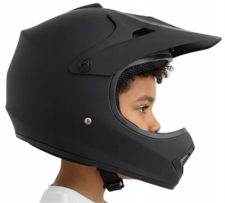 HELMET BLACK MAT FOR QUAD CROSS BMX BIKE SCOOTER JUNIOR L 57-58cm OFFROAD