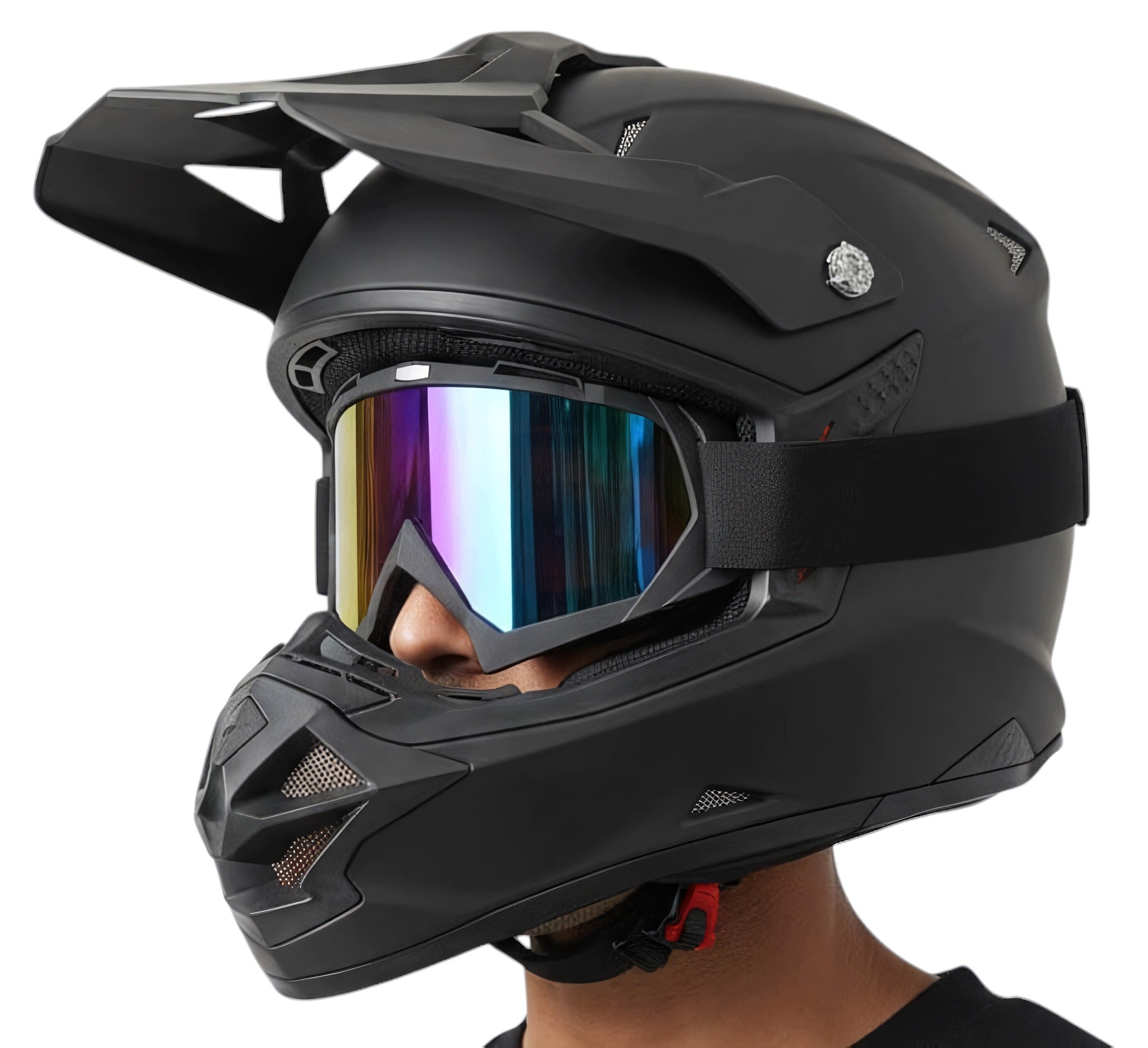 HELMET BLACK MATT + GOGGLES CROSS ENDURO OFF ROAD QUAD APPROVAL L 59-60 cm Packaging status original