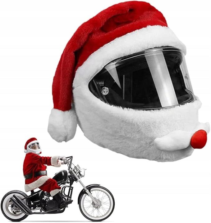 HELMET COVER HAT SANTA CLAUS WINTER DECORATION CHRISTMAS OUTFIT MOTOR