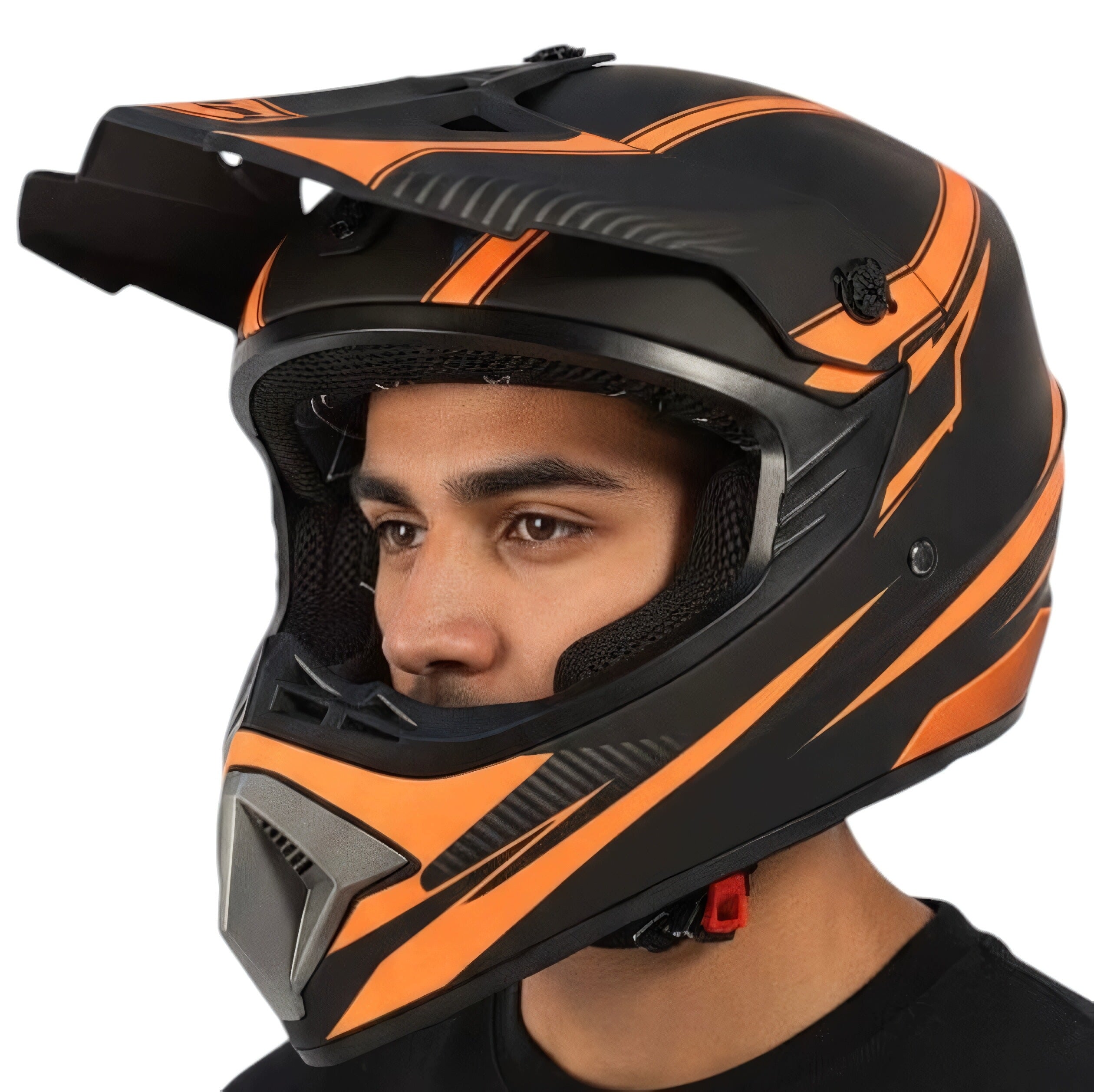 HELMET CROSS ENDURO BLACK ORANGE MAT OFF ROAD QUAD SCOOTER S 55-56cm Packaging status original