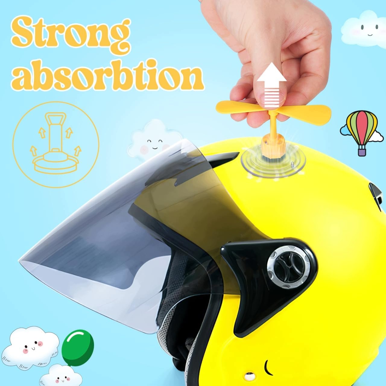 HELMET DECORATION WINDMILL 10 PIECES SUCTION CUP YELLOW MOHAWK Manufacturer no brand