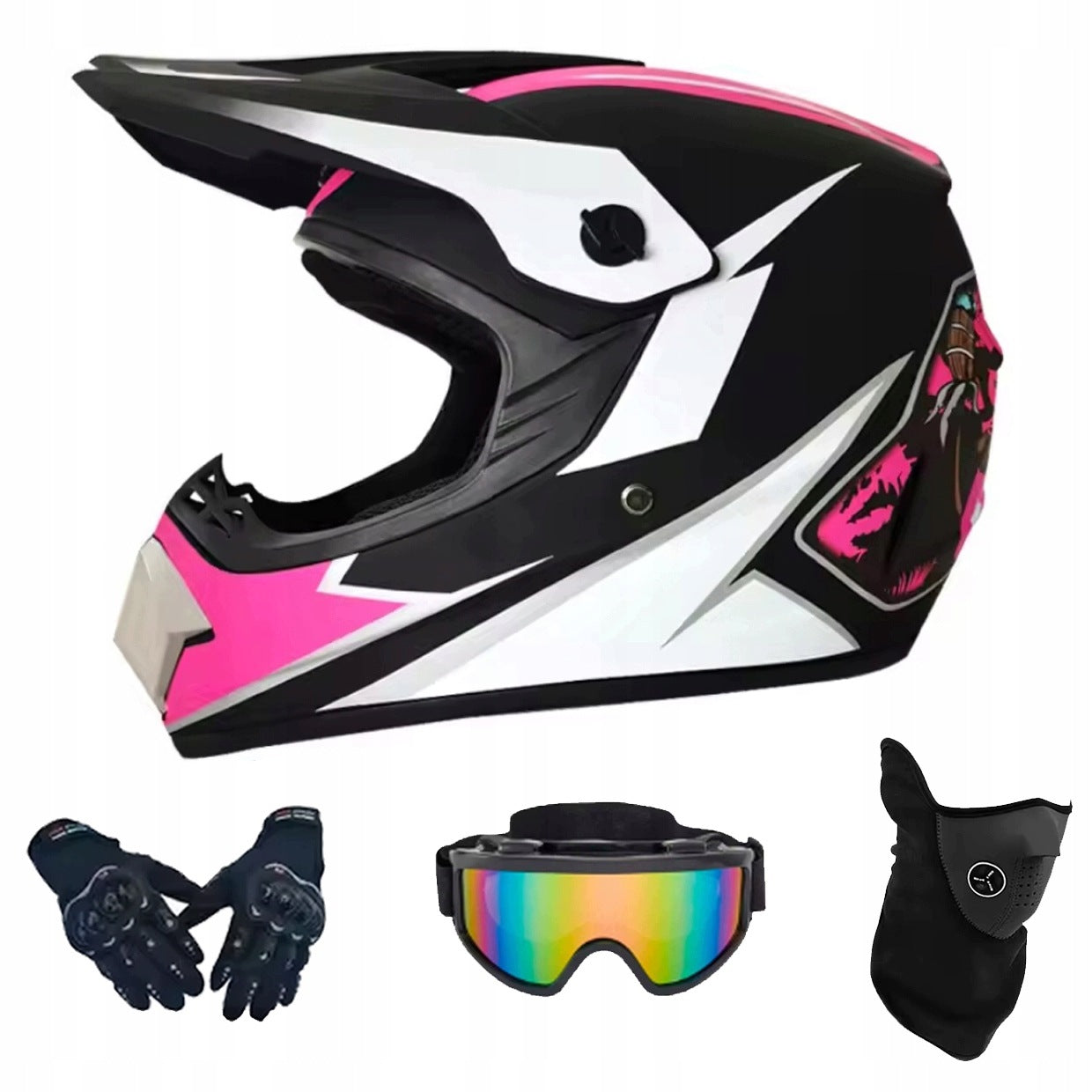 HELMET FOR SCOOTER ELECTRIC CROSS ENDURO QUAD BMX HELMET GOGGLES GLOVES L Manufacturer no brand