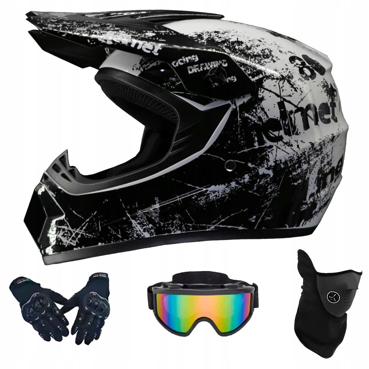 HELMET FOR SCOOTER ELECTRIC CROSS ENDURO QUAD BMX HELMET GOGGLES GLOVES L