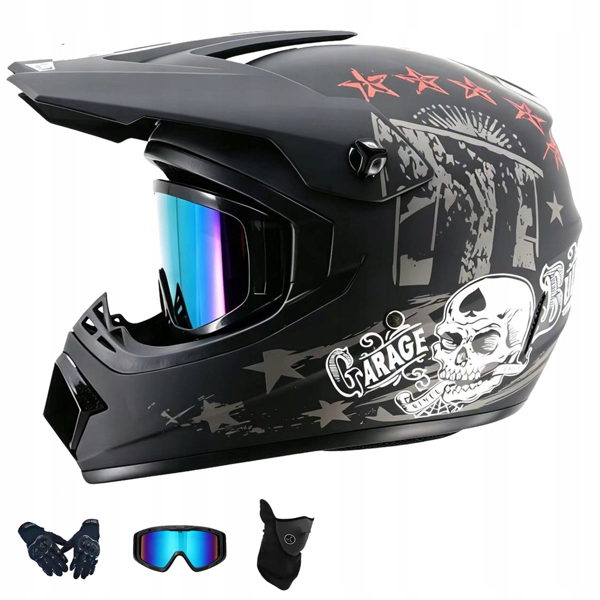 HELMET FOR SCOOTER ELECTRIC CROSS ENDURO QUAD BMX HELMET GOGGLES GLOVES S