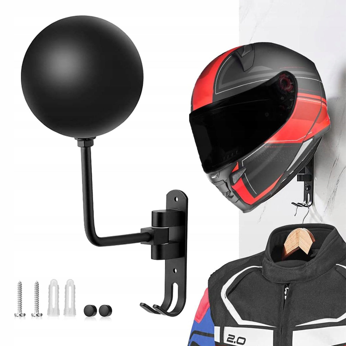 HELMET HANGER HOLDER MOTORCYCLE HELMET BIKE BLACK BALL Packaging status original