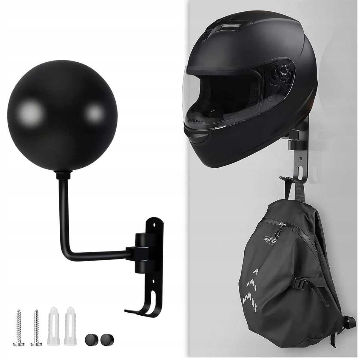 HELMET HANGER HOLDER MOTORCYCLE HELMET BIKE BLACK BALL